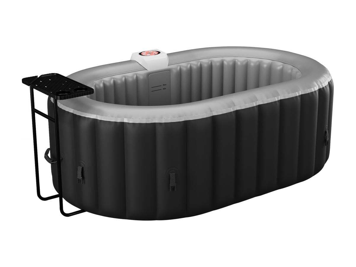 Vente-unique - Spa Gonflable Ovale 2 Places - L190 x P120 x H65 cm - 90 Buses d'air - Noir - B-Lucky II