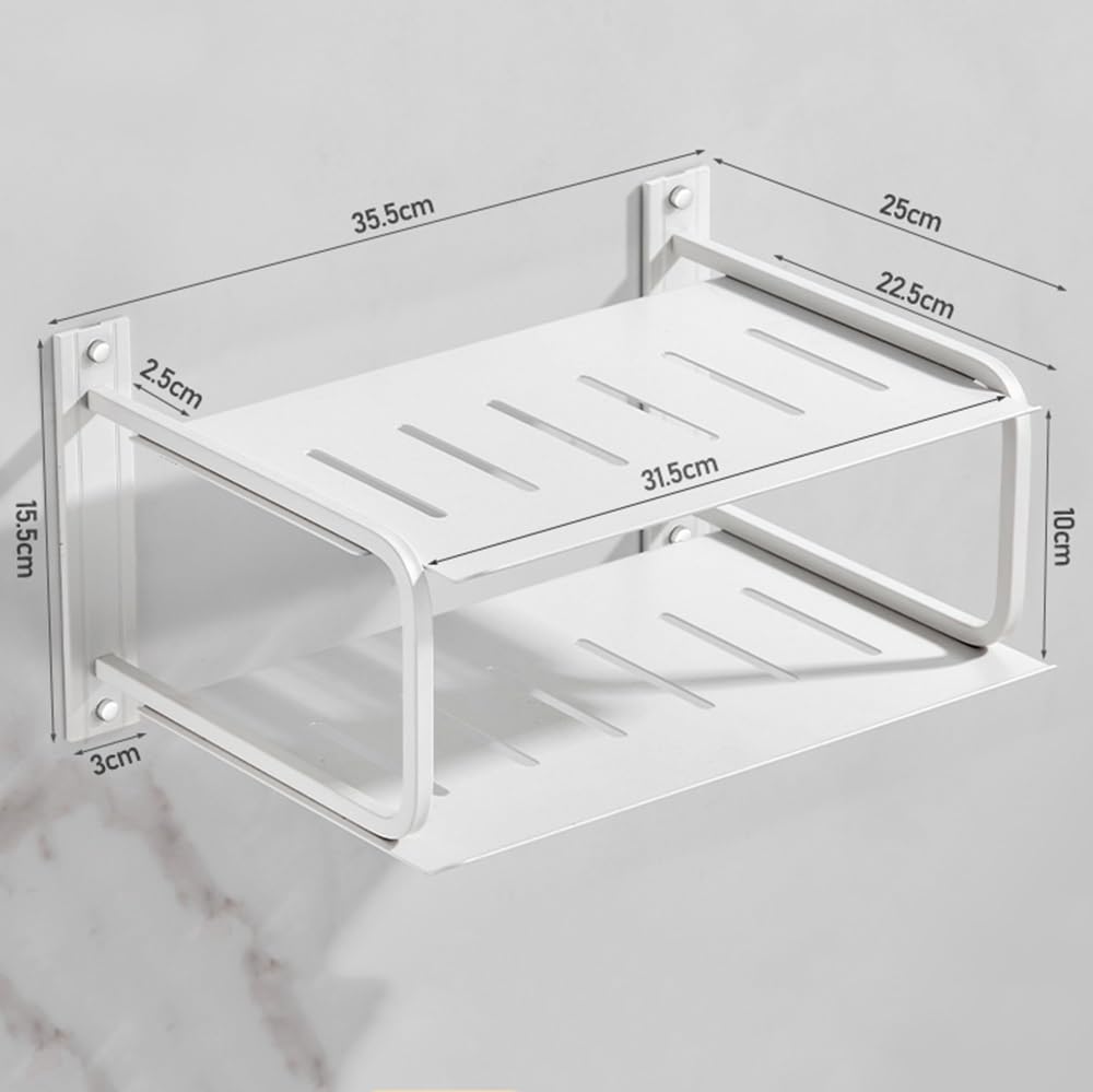 Mensola in Metallo per Router WiFi, proiettore e decoder Via Cavo, Supporto da Parete per TV, Console di Gioco, Lettore Dvd, Design a 2 Livelli (Grigio Canna di Fucile, 3