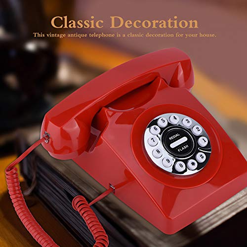 Telefono vintage in stile western – Suono nitido, memorizzazione del numero di emergenza, composizione semplice, arredamento elegante – Rosso
