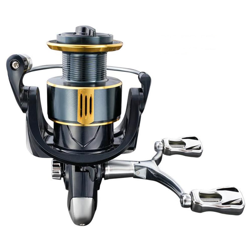 Spinning Reel, Smooth Fishing Reels with Double Rocker Arm, 5.2:1 RPM Ratio Fish Handle for Left and Right Hand