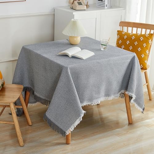 Homxi Nappe Grande Largeur Rectangulaire,180 W x 230 L CM,Nappe Interieur Coton Couleur Unie avec Gland Gris Blanc Nappe de Table Salon