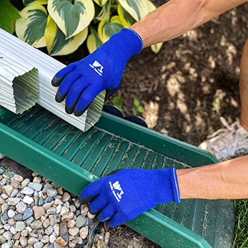 Men's Coated Grip Work Gloves With Latex Coating, Large (Wells Lamont 524), Black On Blue #TOP1