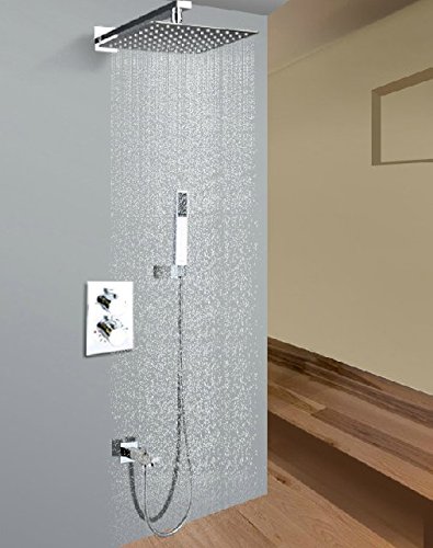Robinetterie laiton haut de gamme et douche pluie 30,5 cm pour baignoire Gowe chrome vernis