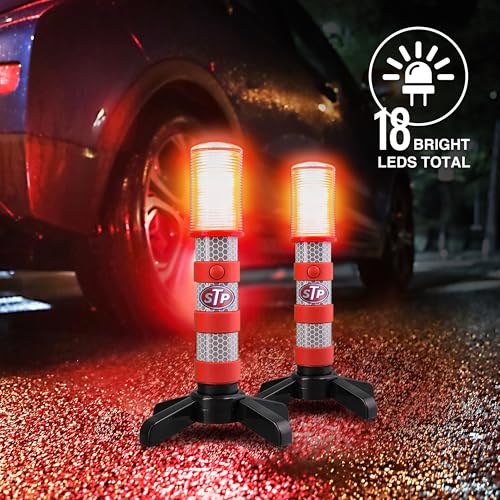 XTREME STP Emergency LED Road Flares, 3 Separate Lighting Modes: Flashing Red, Solid Red and White Flashlight, Visible From Up To A Mile, Foldable Stands/Built-In Magnet Sticks To Car - Image 5