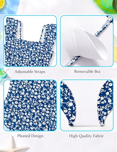 Image of NECIOUS Girls Swimsuit Ruffle Adjustable Straps One Piece Bathing Suit Solid Color Ruched Girls' Swimwear 9-16Y