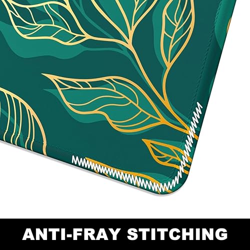 Image of Printed Gaming Mousepad - Premium Stitched Edges, Smooth Surface,Size 11x23 inches, Non-Slip Rubber Base - Ideal for Office & Gaming Setup (Artistic Luxury Leaf Line)