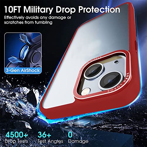 Image of Vaku Luxos Trans Armor for iPhone 14 Plus Cover Case, 6 Feet Drop, Metal Ring Camera Protection, Shockproof, Scratch Resistant, Slim, Compatible with iPhone 14 Plus Back Cover - Red