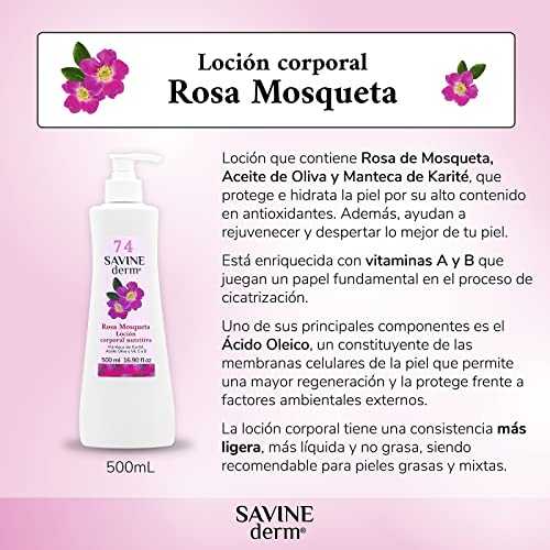 New Comfort SAVINE DERM LOCIÓN CORPORAL REGENERADORA ROSA MOSQUETA para Pieles Muy Secas/Previene Envejecimiento de la Piel/Hidratación intensa/Rosa Mosqueta para Cicatrices y Estrías 500mL