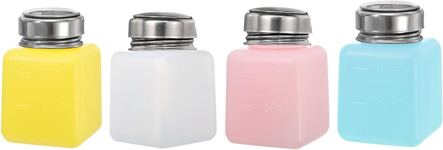MECCANIXITY Solvent Alcohol Dispenser,4oz/120ml Push Down Liquid Dispenser Pump for Acetone Cleanser Polish Remover Makeup 4Pcs