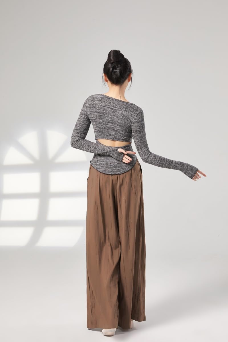 HEARTTOUCH Tanzhose Damen Modern Dance Hosen Weite Beinhose Taille Trainingshose Sporthose Freizeithose Tanzkleidung Dancewear
