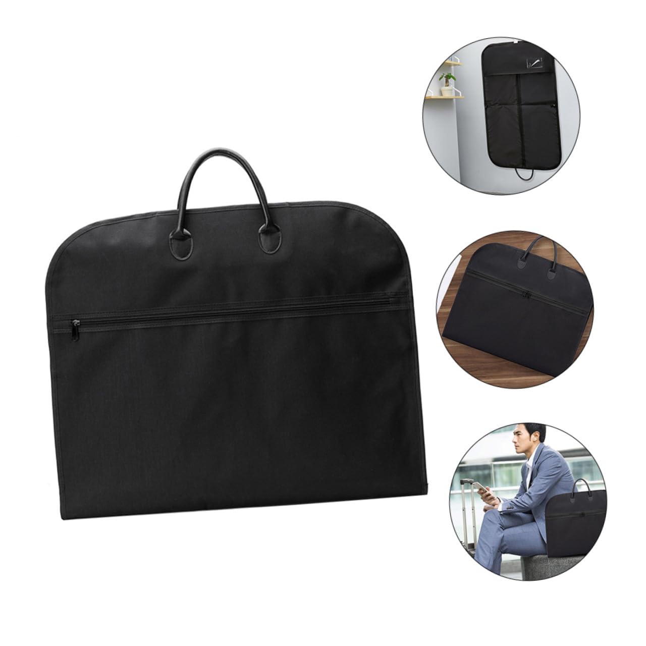 GALPADA Borsa Porta Abiti Portatile Oxford Nero Pieghevole e Traspirante per Viaggi e Conservazione Custodia per Smoking Giacche e Uniformi senza Cerniera Facile da Trasportare in