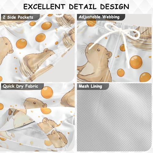 Pigsaly Boys' Swim Board Shorts Cute Capybara Balls Boy's Swim Trunks Kids Swimwear 3T Multicolor3
