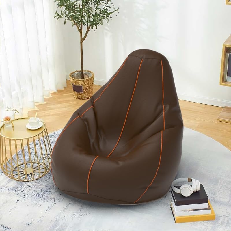 Bean Bag Chair Cover | Size: 3XL | Color: Brown Orange | Without Beans | Premium Leatherette Cover (CMFYPPNG1296)-image-40