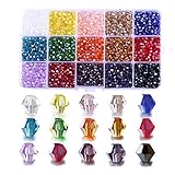 3mm Bicone Beads for Beading Making, FANGZHIDI 3750pcs Faceted Glass Beads for Jewelry Bracelet Supplies Handmade Crafts 15 Color