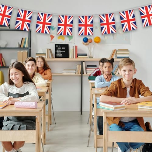 Image of UK Flags British String Flag Banners for Patriotic Events Independence Day Sports Bars Inside Outside Decorations 33 Feet 30 Flags