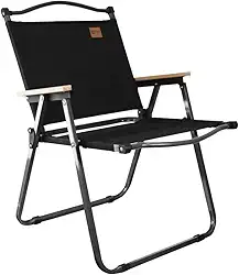 NTK, Cadeira Andrade Dobrável para Atividades de Lazer, Camping e Pesca, Acabamento dos Braços em Madeira, Peso Suportado até 95kg, Preto