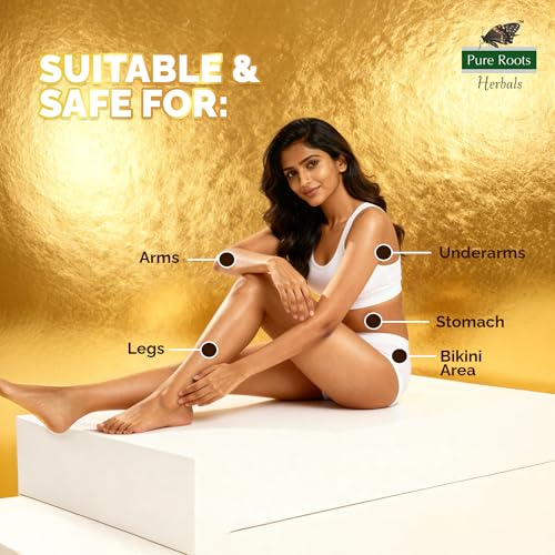 Image of Pure Roots Gold Hair Removal Cream 50g (Pack of 3) Gentle formula Enriched with Jojoba Oil, Painless, Easy and Effective Hair Removal Cream for Women and Men - 150g