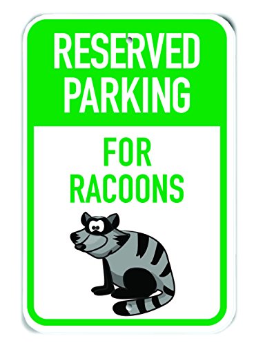 Panneau aluminium Reserved Parking pour masquer les murs ternes avec un motif raton laveur