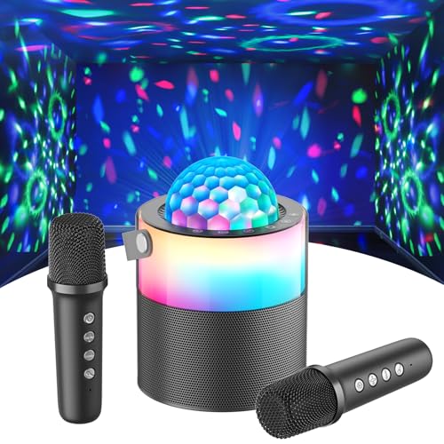 Karaoke Machine with Disco LED Lights for Adults Kids, Portable