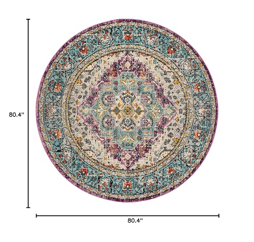 Tapete decorativo redondo Boho 79 cm violeta azul miniatura 2