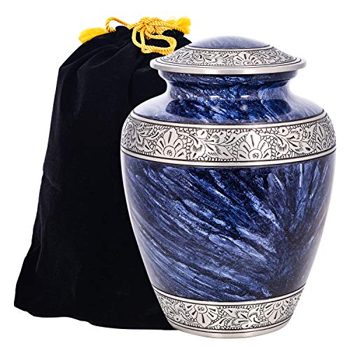 Urna Cineraria per Ceneri Umane con Sacca in Velluto, per adulti fino a 100 kg by Divit Shilp (Royal Blue, Adult)