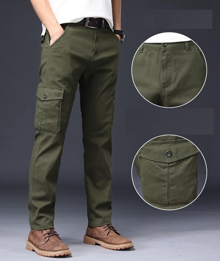 Image of Men's Cotton Cargo Pants Multi-Pocket,Comfortable Work Pants, Durable Trousers & Everyday Wear-CP-036