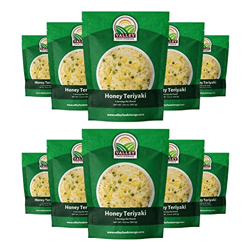 Image of Valley Food Storage Honey Teriyaki Rice | 10-Bag Bucket, 50 Servings | Non-GMO Premium Emergency Food Supply, 25 Year Shelf Life | Survival Meal Kits, Prepper Food & Off-Grid Living Supplies, Packaged in USA