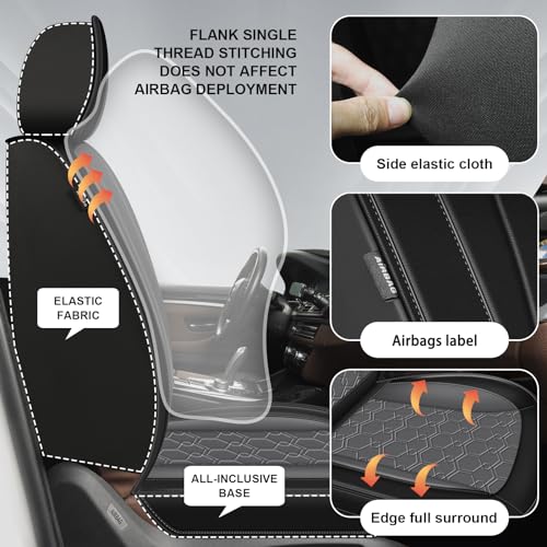 Image of Car Seat Covers for Honda HR-V 2016-2026 2027 Full Set Faux Leather | Waterproof Breathable Scratch Resistant 360 Wrap Airbag Compatible Easy Clean (5 Seats,Black & Grey)