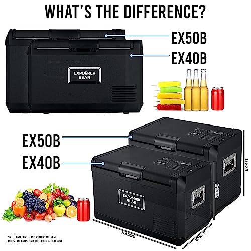 Image of Explorer Bear 12 Volt Refrigerator 12V Car Fridge 12 /24V DC 110-240V AC Portable Freezer Compressor Cooler 0℉-50℉ 3-Year Warranty for Truck Van RV SUV Boat Trailer Travel Road Trips Camping