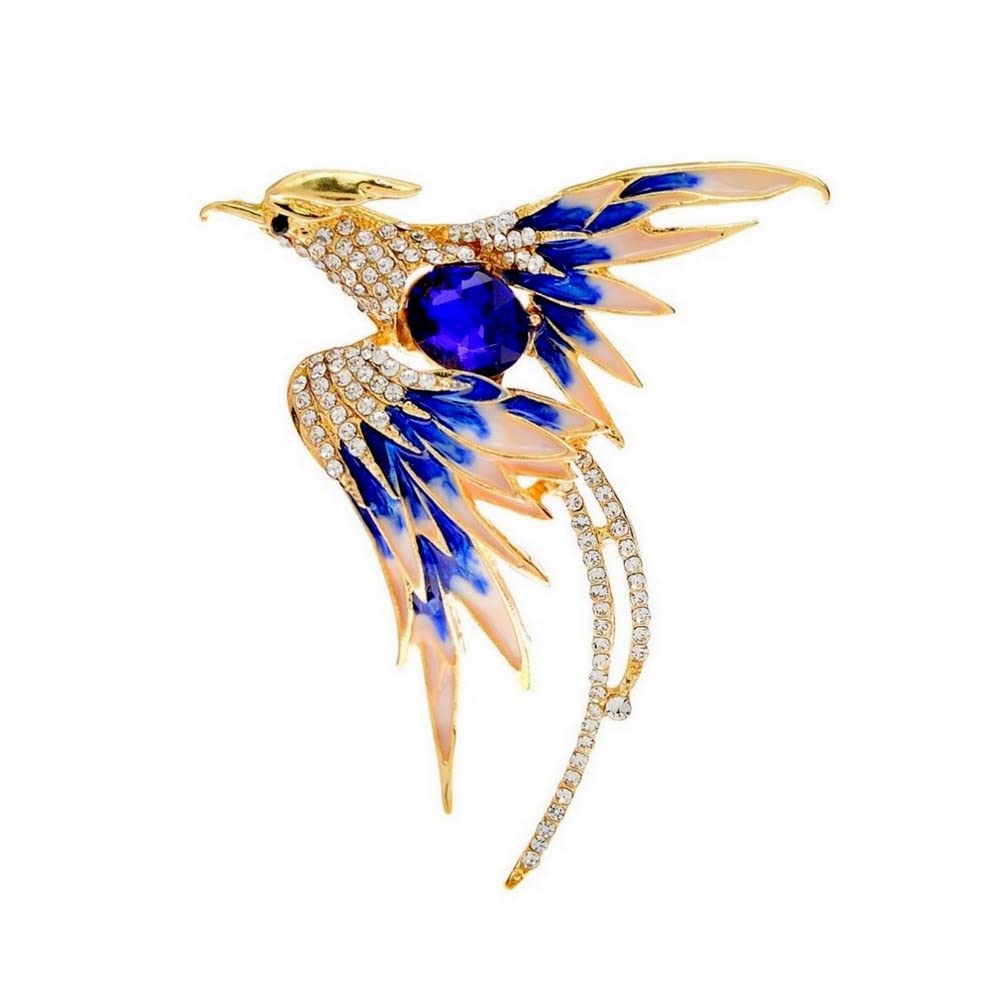 Broche Oiseau Vintage - Métal Doré, émail Vert & Bleu - Bijou Fantaisie élégant - Occasion