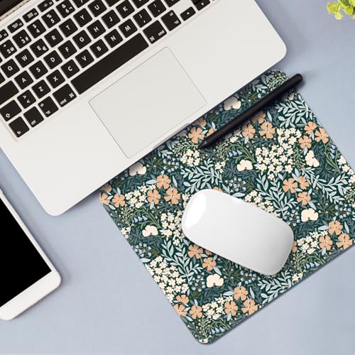 Image of FROGIGO Mouse Pad with Stitched Edges - Cute Floral Mousepad for Women, 9.25 x 7.75 inch Washable Square Desk Pad, Non-Slip Rubber Base, Office Home Laptop Accessories - Vintage Garden