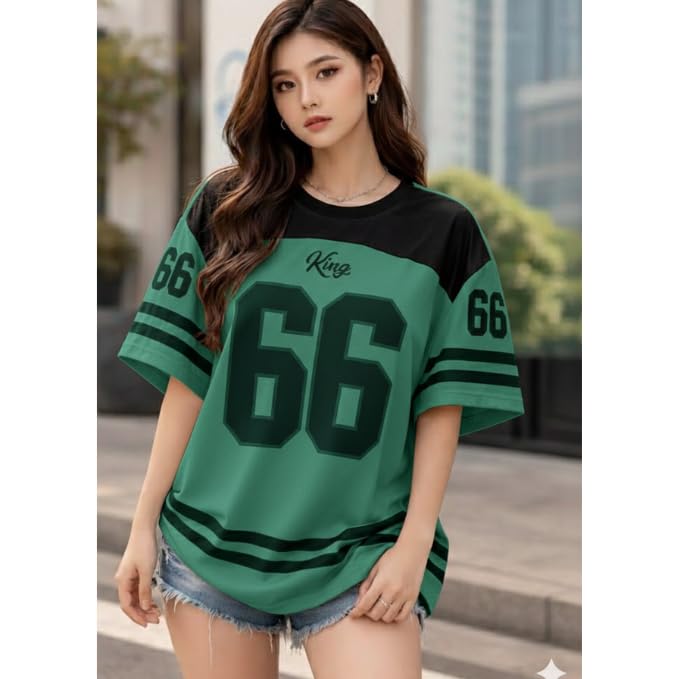 Image of BLACKSTEP Women Oversized Cotton Jersey Tshirt | Loose Fit Streetwear Casual Top | Drop Shoulder Longline T Shirt for Girls College Wear Travel Gym Daily Outfit