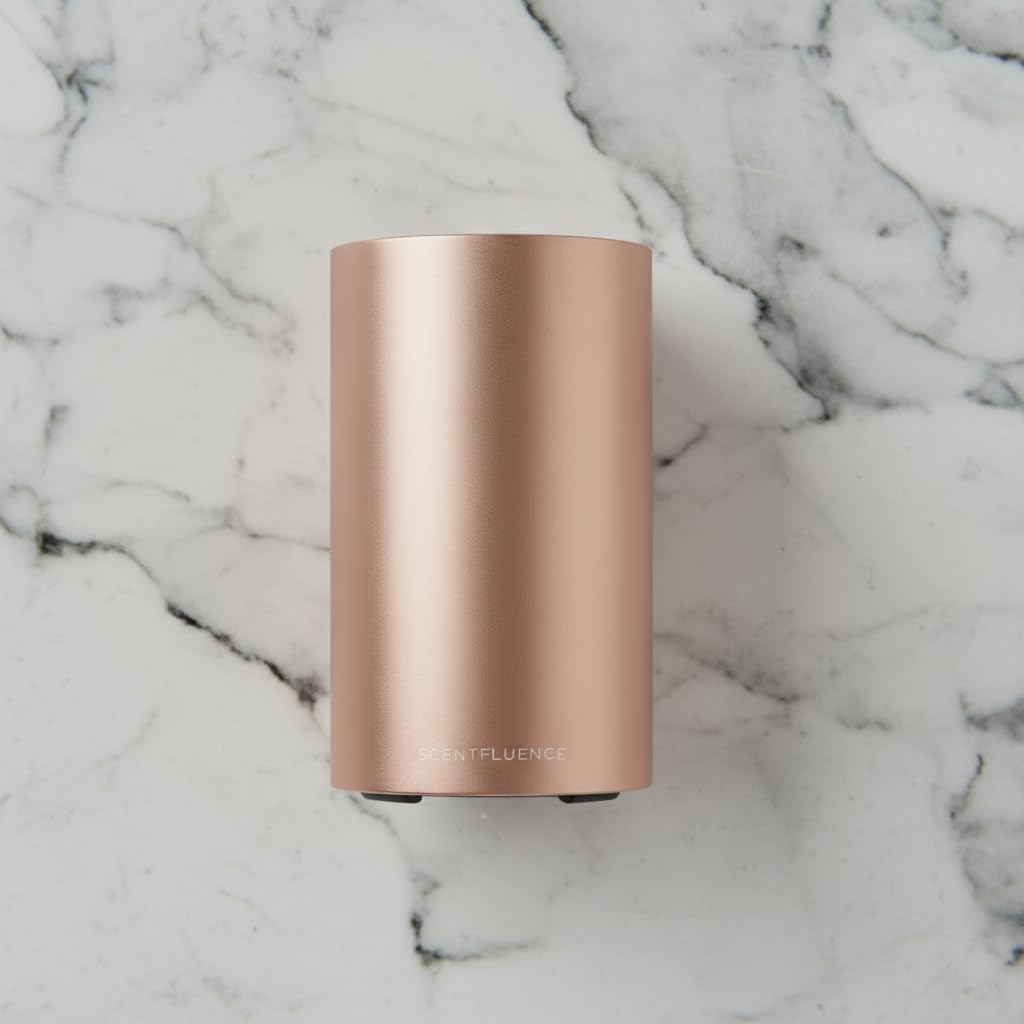 Difusor de aceite dorado – Difusor de aroma cromado de lujo sin agua para el hogar y la oficina – 450 pies cuadrados, máquina difusora de aroma USB inalámbrica portátil recargable