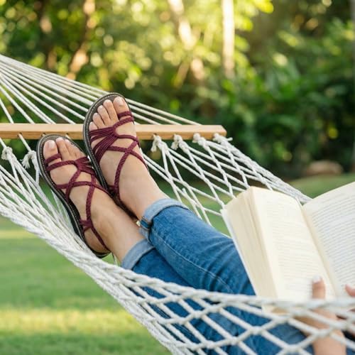 Image of Plaka Flat Sandals for Women Palm Leaf
