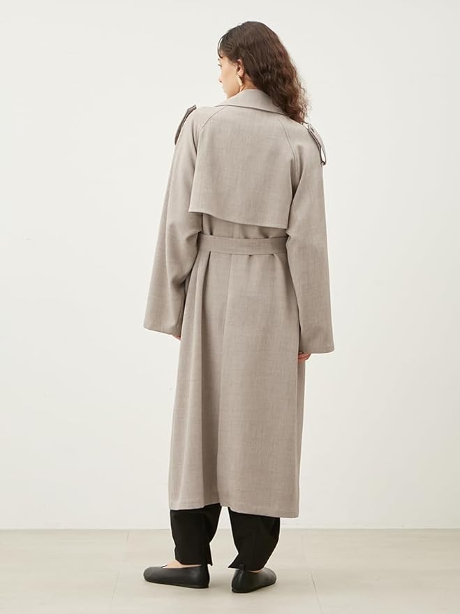 Amazon | 共ベルト付麻調肩章デザイントレンチコート 09WFC251086MIX0