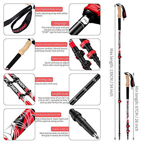 FitTrek Wanderstöcke - Trekkingstöcke Kork - Walking Stöcke Teleskop - Nordic Walking Stock Verstellbar Leicht für Damen… – Ansicht 5