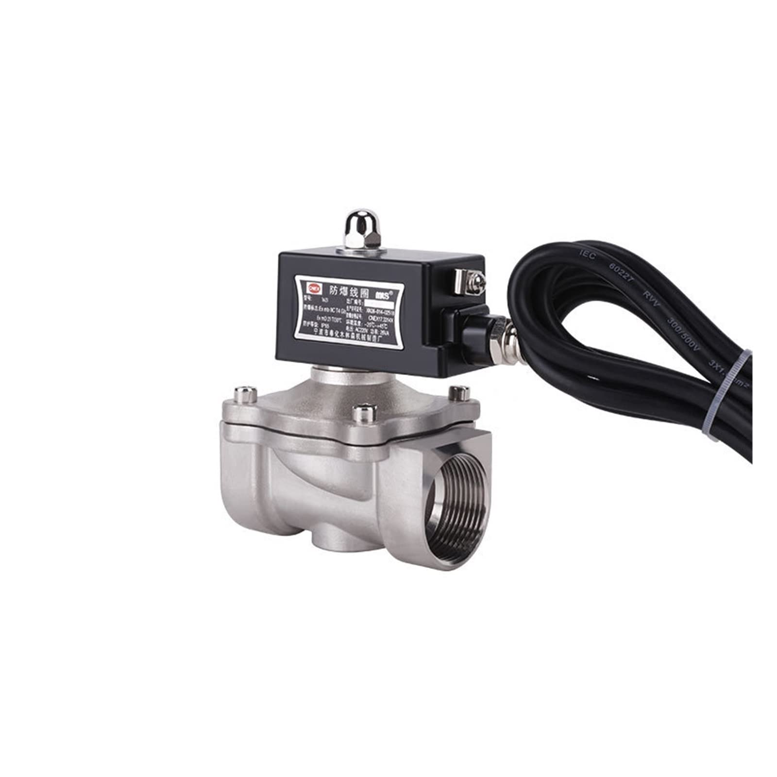 Huuoqiwy 240Vac 1" Normally Closed 304 Stainless Steel Explosion-Proof Solenoid Valve For Gas Natural Gas(240Vac)