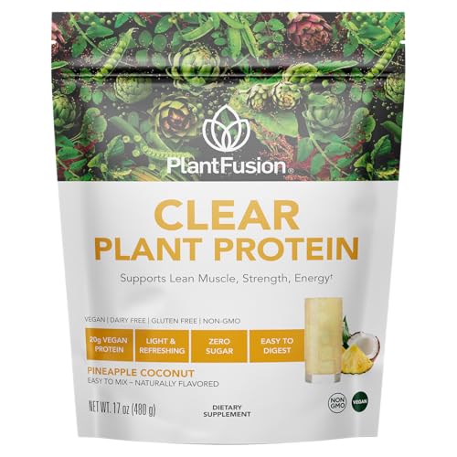 Image of PlantFusion Clear Protein Powder with Pea Protein Peptides - 20g Fast-Absorbing in Water, 90 Calories, Zero Sugar, Premium Alternative to Clear Whey - Pineapple Coconut - 16 oz