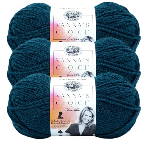 Image of Lion Brand Yarn, Vanna's Choice Crochet Yarn, Orion Blue, 3 Pack