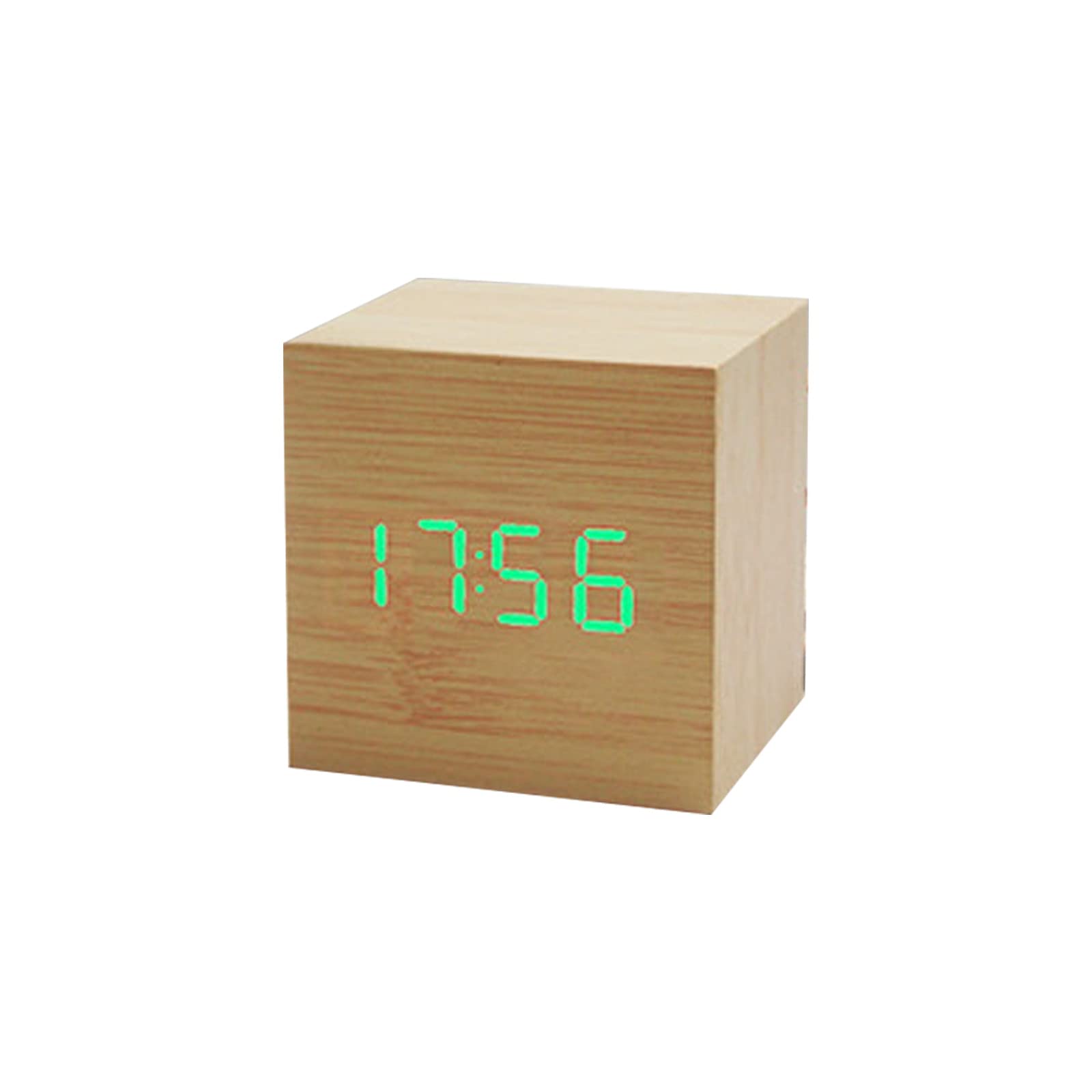 Tsophreniq F Wood Cube Voice Control Alarm Clock Bedside Table Square Clock Multipurpose Or Children Bedroom Dormitory Alarm Clocks Or Bedrooms