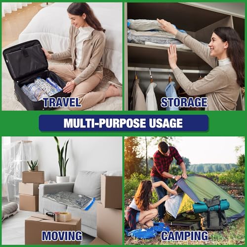 Image of Travel Vacuum Bags with Electric Pump, Vacuum Travel Bags for Luggage and Suitcase, Combo 12 Pack
