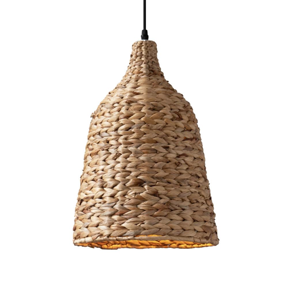 CSSYKV 13.7'' Industrial Rattan Pendant Light, Japanese Wabi-sabi Style Fixtures Farmhouse/Restaurant Hanging Lamp E26 Socket - Rustic B&B Bedside Lamp for Dining Room Bedroom Entryway Foyer