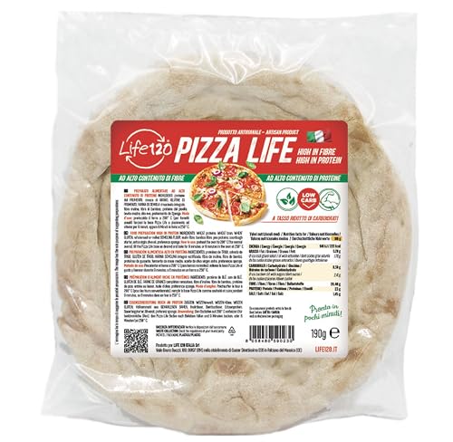 Life 120 - Box Pizza - Pizza Proteica Keto de Bajo Contenido en Carbohidratos, Rica en Fibra y Alto Contenido de Proteínas - 190g - Caja de 6
