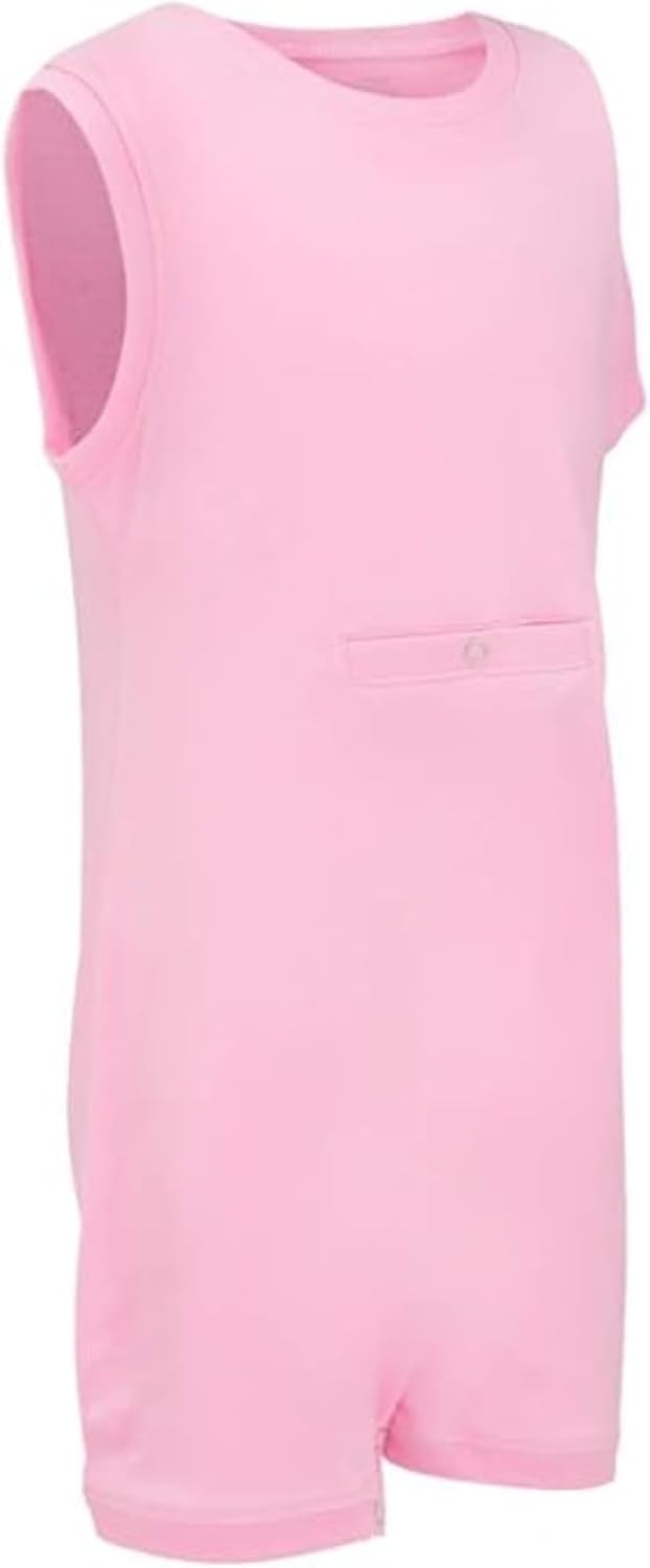 Kaycey Sleeveless Popper Vest with Tube Access For People with Special Needs, Adaptive Bodysuit Romper, Snap Closure
