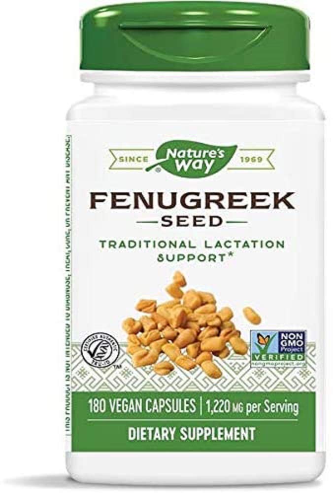 Natures Way Fenugreek Seed, 610 milligrams Per Cap, 180 Vegetarian Capsules. Pack of 2 bottles