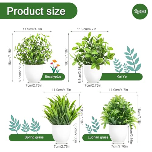 WZHHDM Small Artificial Plants, 4pcs Mini Fake Plants, Plastic Plants Greenery Potted Plastic Fake Mini Artificial Faux Potted for Home Bathroom Office(Green) - Cosy Home Interiors WZHHDM Small Artificial Plants, 4pcs Mini Fake Plants, Plastic Plants Greenery Potted Plastic Fake Mini Artificial Faux Potted for Home Bathroom Office(Green) - Image 2