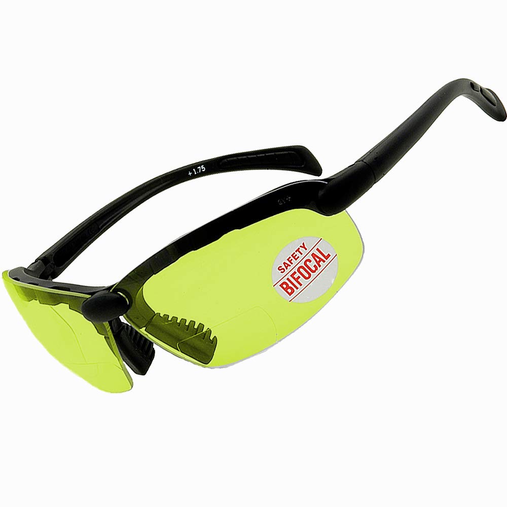 C2 Magnifying TOP or Bottom Bifocal Safety Glasses 3 Lens Colors and 4 Frame Color Options