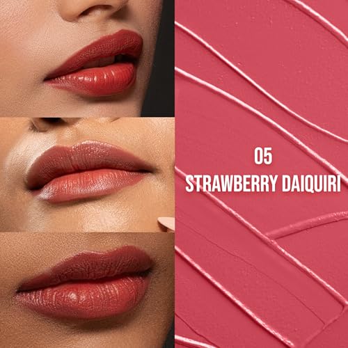 Image of Staze 9to9 Creme De La Matte Lipstick | Intense Color Payoff | Weightless Silky Formula | Smudgeproof & Transferproof | 12 Hrs Stay | Non-Drying Pigmented Lightweight | 05 Strawberry Daiquiri | 4.2 g