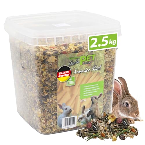 Eggersmann Uncle Pet 2 5 kg Kaninchenfutter - Premium Kaninchen Müsli - Kaninchen Futter mit der natürlichen Kraft aus Kräutern und Karotten - Kaninchenzubehör (2 5 kg Eimer)