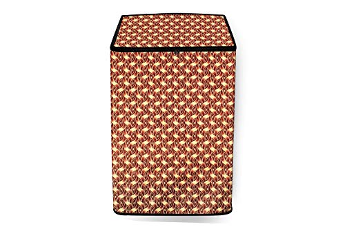 Image of Stylista Washing Machine Cover Compatible for LG 8 kg T9077NEDL1 Fully-Automatic Top Load Interlocked Ropes Pattern Brown